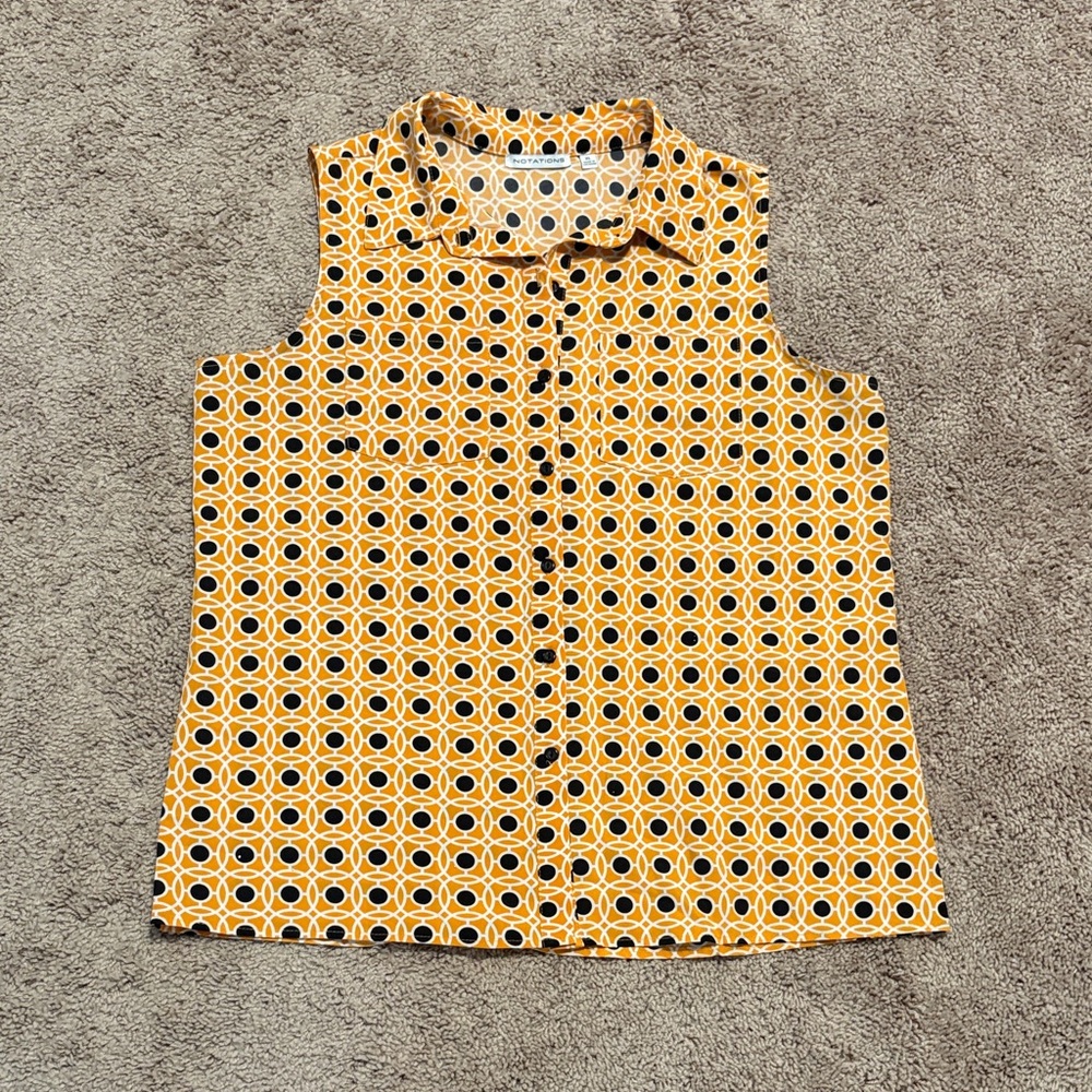 Notations Yellow and Black Geometric Button Down Shirt